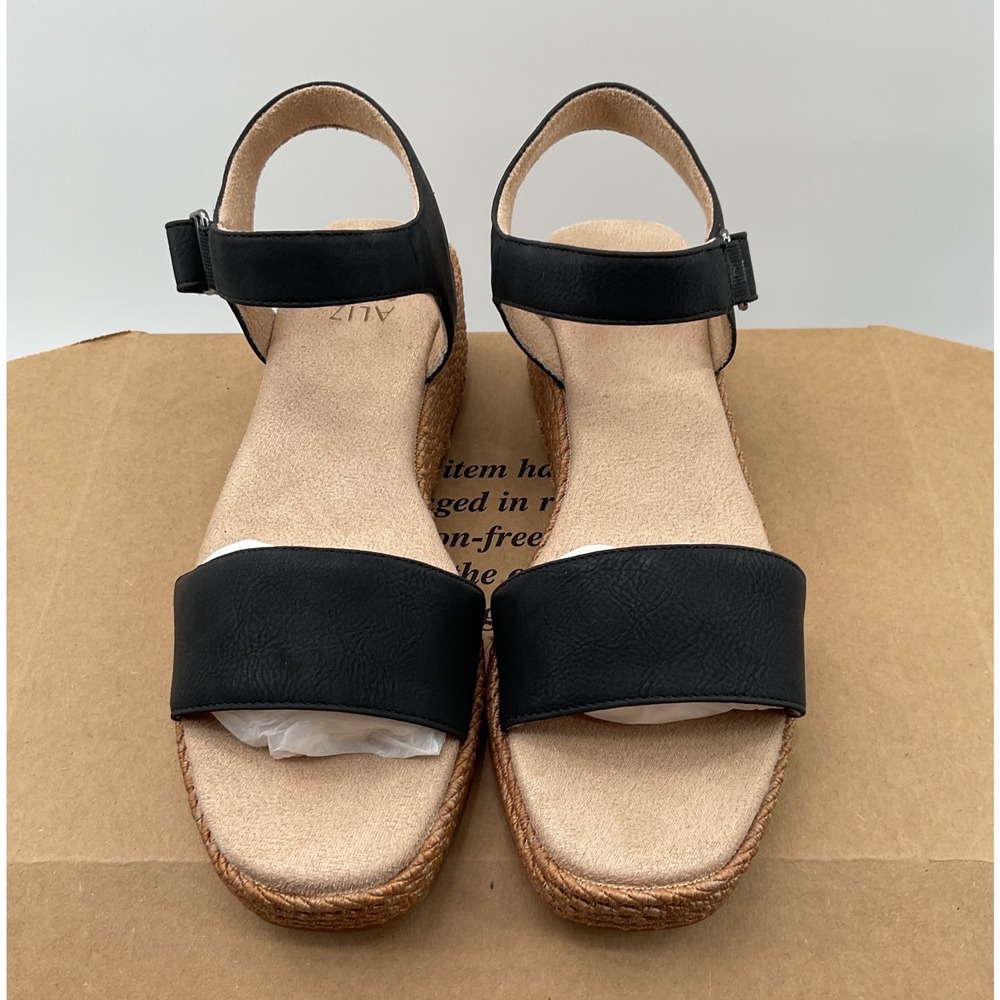 Naturalizer Goldie Womens Black Wedge Sandals Platform Espadrille Size 8.5M